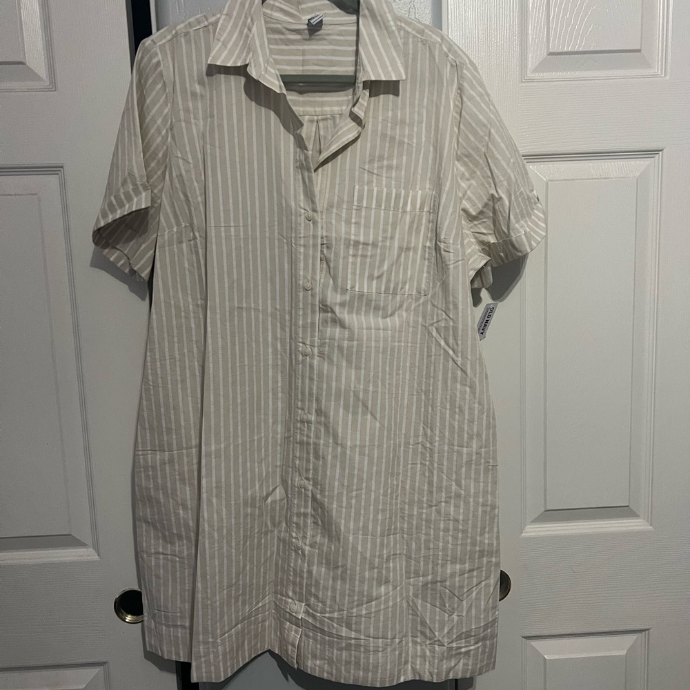 Old Navy Women's Beige Striped Mini Dress